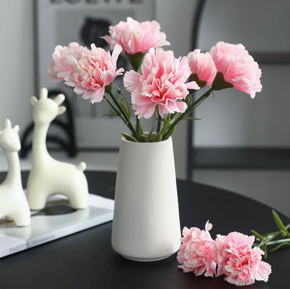 Rikyo 11 Inch Bouquets 10 Stem Artificial Pink Carnations,Outdoor No Fade Artificial Flower,Mini Carnation Silk Petals Fake Flowers Forever Plants for Home Party and Wedding Holding Flowers - color: Pink