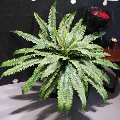 Forestwave Fake Ferns Artificial Plants Large, 51" Faux Boston Fern with Wooden Strips & 66 Fronds, Suitable for Outdoors Indoors Planters Home Porch Entrance Hall Decor, Realistic/UV Resistant