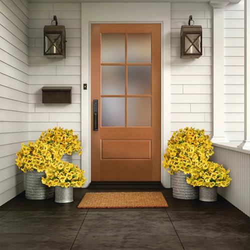 SupBri 12 Bundles Artificial Flowers for Outdoor, UV Resistant Fake Pansy Flowers, Silk Faux Fowers for Outdoor Planters Home Garden Office Patio Front (Yellow) - color: Yellow