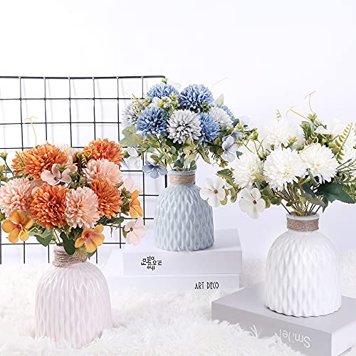 4 pcs Orange Artificial Flowers Fake Flowers Silk Artificial Chrysanthemum Ball Hydrangea Bridal Wedding Bouquet for Home Garden Party Decor - color: 3pcs-orange