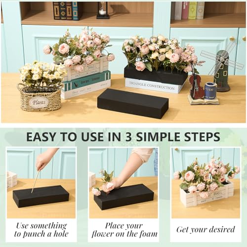 Lallisa 4 Pcs Reusable Floral Foam Blocks Water Weather Resistant Dry Floral Foam for Artificial Flower Arrangements Outdoor Flower Boxes Hanging Planters Wedding Home Decor (11.8 x 4.7 x 2'',Black) - color: Black, size: 11.8 x 4.7 x 2''