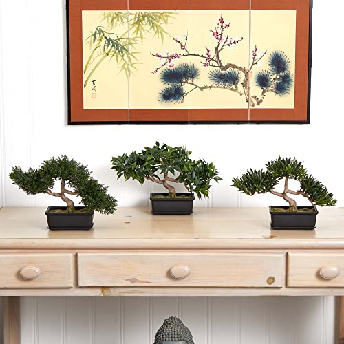Nearly Natural 12in. Bonsai Silk Plant Collection (Set of 3) - size: 12 in