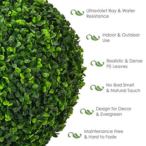 Goplus 2 PCS 15.7 Inch Artificial Plant Topiary Ball, Round Faux Boxwood Balls Outdoor, Garden Spheres Decorative for Front Door, Porch, Backyard, Balcony, Patio, Wedding and Home Décor - size: 15.7 Inch
