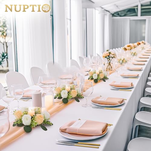 NUPTIO Small Flower Rings for Centerpieces: 9.05 Inch Champagne & White Candle Wreath 10 Pcs for Wedding Party Christmas Table Decorations - Spring Summer Front Door Porch Decor - color: Champagne & White, size: Dia 9.05"-10pcs