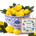 Norme 63 Pcs Artificial Lemon Decoration for Home Centerpiece, Faux Yellow Lemons, Artificial Fake Lemon Leaves and Wooden Desktop Sign Decor for Home, Kitchen, Party Decor, Photography Props - style: Lemon Style 2