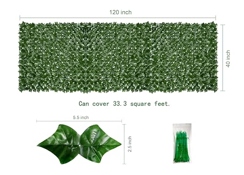 Artificial Ivy Privacy Fence Screen，PAISTAO Fake Grass Wall Panels，40"x 120" Faux Greenery Backdrop for Patio Decorations Outdoor, Balcony, Garden, Backyard Indoor Green Wall Decor - size: 1 Ivy Vines-40"x 120"
