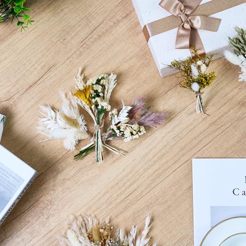 12/24 PCS Charming Dried Flowers Bouquet for Vase Various Dried Wildflowers with Stems Mini Handmade Wildflowers Natural Real Flowers Bulk Flowers Craft (Solid Color, 12 PCS) - color: Solid Color