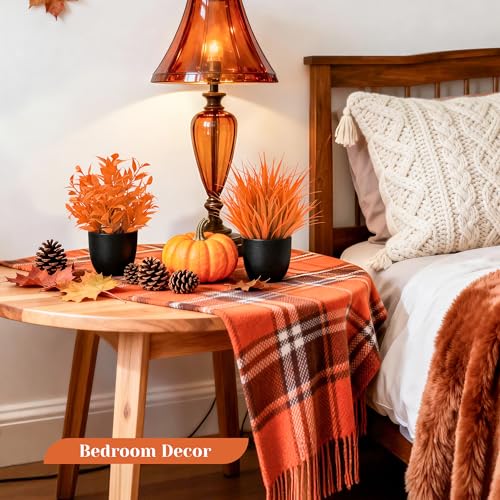 Der Rose Fall Fake Plants 4 Packs Artificial Plants Small Faux Plants Black Bathroom Accessories Fall Decorations for Home Bathroom Home Office Desk Fall Decor Indoor - color: Orange