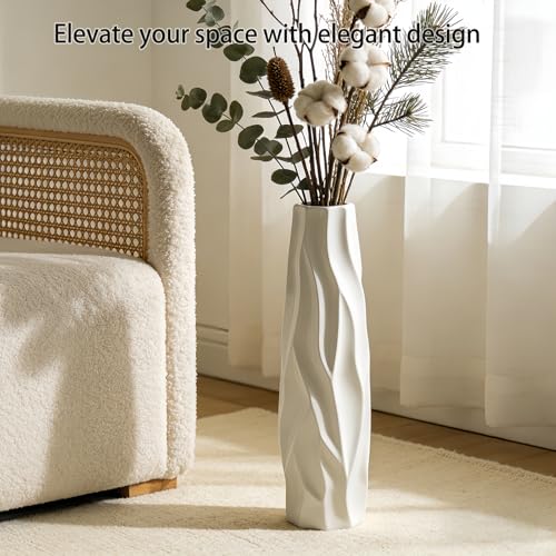 Large Floor Ceramic Vase 24 Inches Tall,White Modern Flower Tall Vases for Office, Home,Farmhouse,Living Room Décor,Simple Origami Design Fall Decorative Porcelain Flower Arrangement Vase Ideal Gift - color: Shape 2, size: 24 inch
