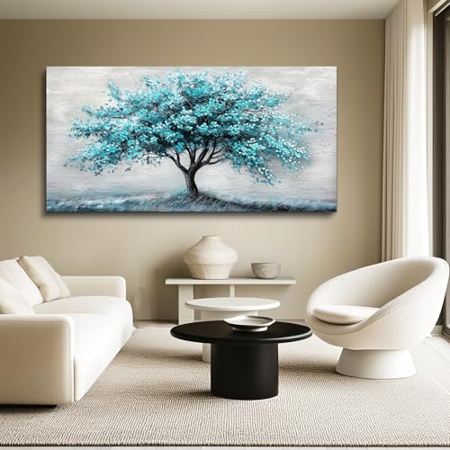 ZUITINGHUA Canvas Wall Art For Living Room Large Wall Decor For Office Bedroom Decorations Teal Tree Landscape Pictures Abstract Painting Artwork Room Wall Mural Aesthetic Home Decor 30x60 In - color: Teal Abstract Tree, size: 60"L x 30"W