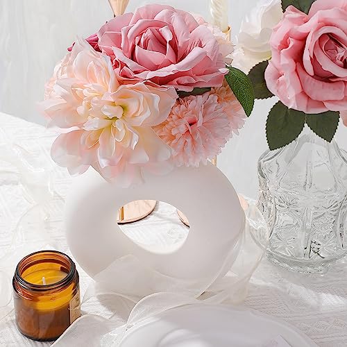 Rose Artificial Flowers Combo Fake Flowers Pink Roses Silk Flowers with Stems for Valentine's Day DIY Wedding Bouquets Centerpieces Arrangements Table Party Baby Shower Home Decor (Champagne Pink) - color: Champagne Pink