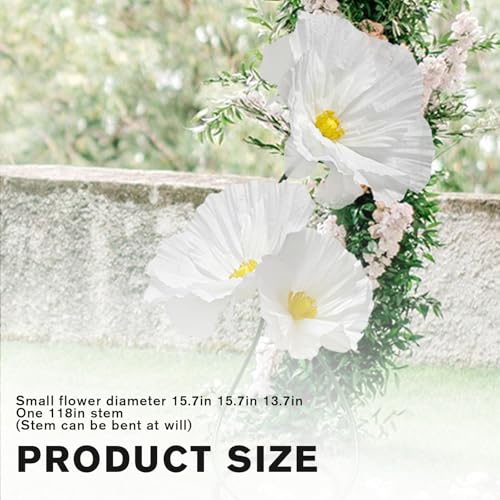 Fake Floral Arrangements Home Outdoor Decorations, Artificial Flower with Stems for Wedding, DIY Wedding Bouquets Centerpieces Arrangements Table Chair Decor Mall Display 3 Pack (White) - color: White S