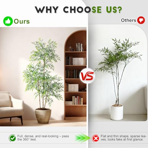Large Fake Nandina Trees Plastic plantas Big Faux Bamboo Plant Indoor Outdoor Realistic Floor Plants Artificial Tree for Home Living Room Corner Office Patio Porch Bonsai Decor Housewarming Gift - color: Green, size: 5ft 7in