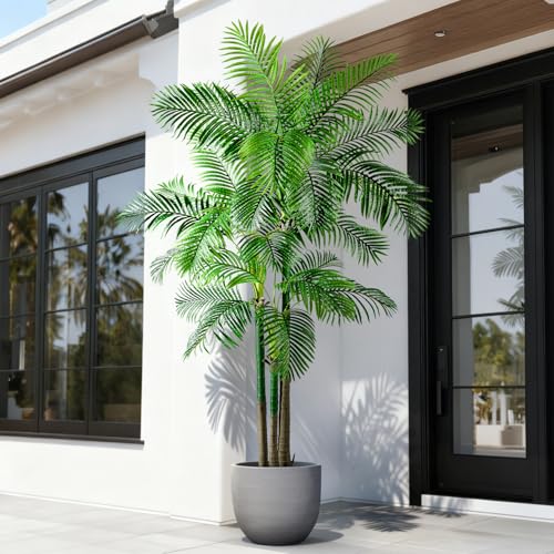 Big Artificial Palm Tree Tall Faux Tropical Trees Indoor Outdoor Realistic Floor Plants Large Fake Plant for Home Living Room Office Decor Porch Outside Patio arboles para Modern Farmhouse decoracion - color: Multi Pole Palm Tree, size: 8ft