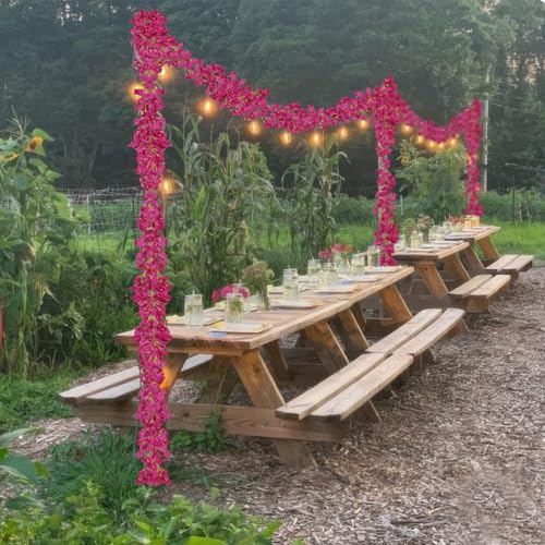 2 Pcs Artificial Bougainvillea Flowers Garland Fake Silk Bougainvilleas Vines Trailing Fuchsia Faux Hanging Flowers Plants Bougainvillea Artificial for Porch Wedding Arch Spring Summer Decor - color: Fuchsia