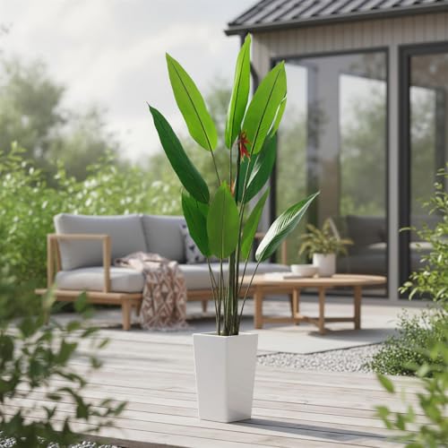 5.64 FT Artificial Paradise Bird Tree in Pot, Decorative Evergreen Faux Bird of Paradise Plant, Fake Tropical Traveler's Palm Tree, Indoor House Plants for Living Room Porch Entryway Office - size: 5ft 8in