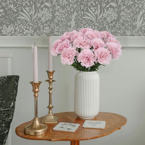 16PCS Pink Carnations Artificial Flowers 14.8'' Fake Carnation Silk Flowers with Stem Faux Carnations Flowers for Home Table Centerpiece Wedding Decorations Floral Arrangements (Deep Pink) - color: Deep Pink