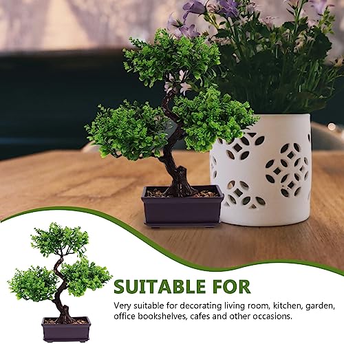 EXCEART Artificial Bonsai Tree, Plastic Plants Bonsai Ornament for Desktop Wedding Decor, Green Faux Bonsai Tree - color: Green
