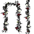 CQURE 2Pack Eucalyptus Garland,Artificial Eucalyptus Leaves Flowers Table Greenery Garland Wreath Vines for Wedding Party Fireplace Bedroom Room Decor - size: 17.7 Ft with Flowers-Black