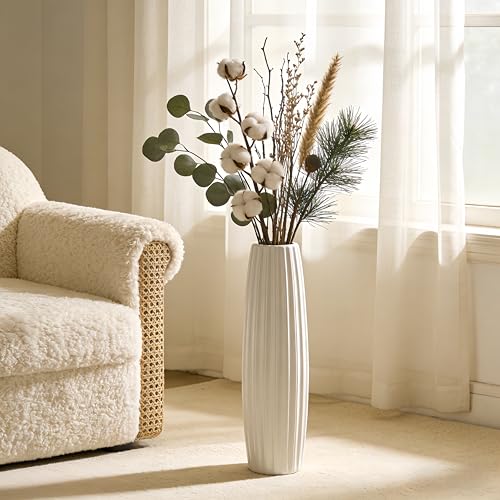 Large Floor Ceramic Vase 24 Inches Tall,White Modern Flower Tall Vases for Office, Home,Farmhouse,Living Room Décor,Simple Origami Design Fall Decorative Porcelain Flower Arrangement Vase Ideal Gift - color: Shape 1, size: 24 inch