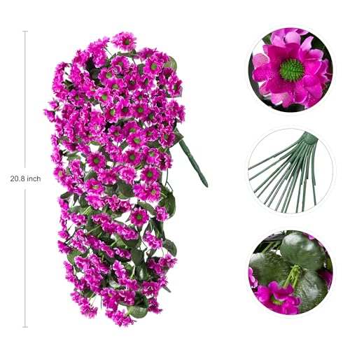 INXUGAO Artificial Fake Hanging Flowers Plants for Outdoor Summer Decoration,2 PCS Faux Silk Fuchsia Orchid Long Vines Stems Bouquet UV Resistant for Wall Home Porch Patio Outside(Violet) - color: B-violet
