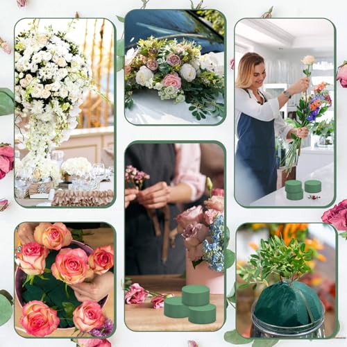24 PCS Round Floral Foam Blocks,Green Wet Foam Block,Dry Floral Foam,Wet Florist Block Flower Arrangement Supplies for Wedding Aisle Flowers,Arty Decoration,Party