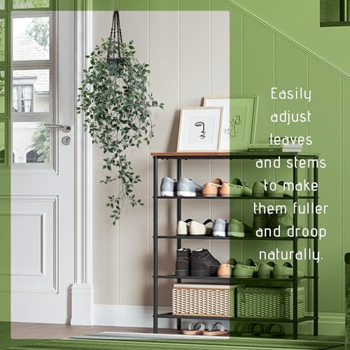 Fake Hanging Plant with Pot Small Artificial Potted Vine Plants 28.7-in Long Faux drooping Foliage Plants for Shelf Home Office Indoor Outdoor Garden Greenery Decor (Black Pot) - color: Mandala