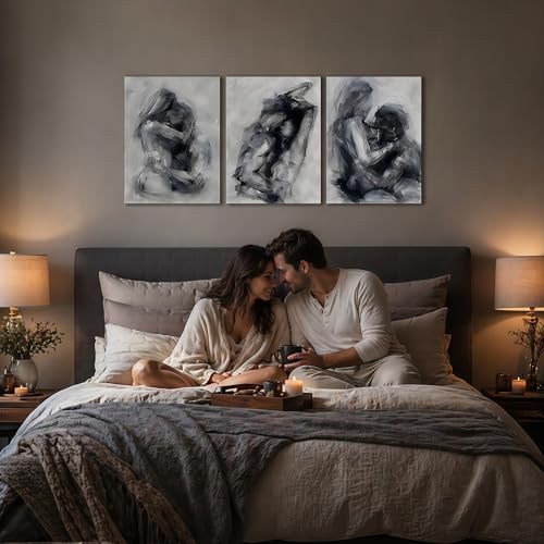 3 Pieces Black and White Sexy Wall Art Sexy Couples Canvas Wall Art Pictures Abstract Nude Art Posters Modern Abstract Artwork for Bedroom Bathroom Wall Decor 12x16inchx3pcs - color: Art15, size: 12x16x3pcs