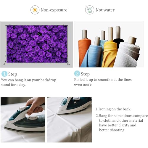 5 x 3 ft Purple Flower Floral Backdrop Background Photography Flower Wall Lavender Backdrop for Party Wedding Girls Birthday Princess Mother's Day Bridal Shower Anniversary Banner Decor Studio Photo - color: Purple, size: 5X3FT