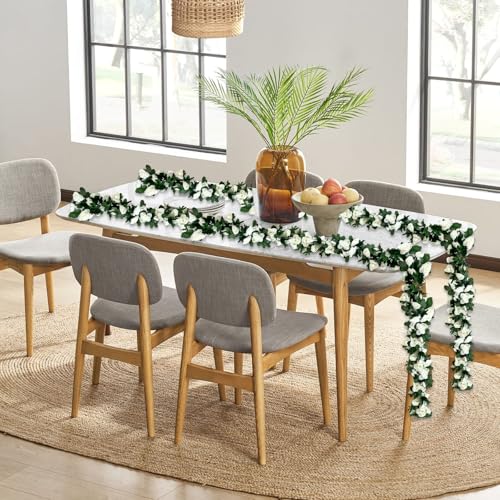 8Pcs 63Ft White Rose Garland, Fake Flower Vines, Artificial Vine Flowers, Rose Hanging Garland for Party Wedding, Garden, Room Table, Christmas, Backdrop Wall Arch Decor - color: White, size: 8Pcs-63Ft
