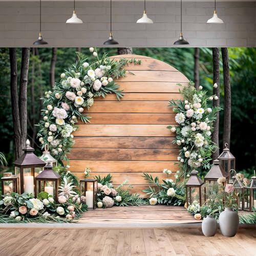 6X4ft Floral Wedding Photography Backdrop Vintage Wood Arch with White Pink Roses Bridal Newborn Birthday Party Decor Props for Studio Photo Shoots Anniversaries - color: Multi9, size: 6X4ft