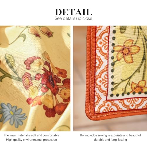 bilin gaier Linen Floral Yellow and Orange Table Runner 87 Inches Long,Wrinkle-Resistant Rustic Farmhouse Decor,Decor Luxury Vintage Runner Table Cloth for Coffee & Dining Table,12"x87"-Bellano - color: Bellano, size: 12"*87"