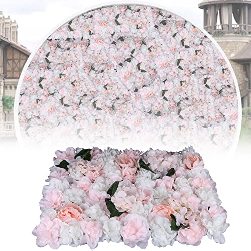 DNYSYSJ Flower Wall 6PCS 23.62" x 15.75" x 0.79" Lifelike Champagne Hydrangea Artificial Rose Flowers Panel Silk Fabric Wall Mat for Garden Patio Wedding Stage Indoor Outdoor Decor - color: Gradient Pink, size: 6 pieces