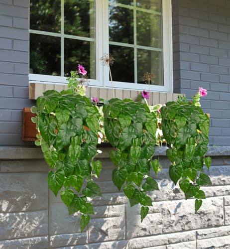 2 Packs UV Resistant Artificial Hanging Plants Outdoors & Indoors, 33" Large Fake Pothos Plants Faux Monstera Hanging Greenery for Planter, Shelf, Wall, Window Box, Porch, Patio, Garden, Balcony Decor - color: #Green Pothos