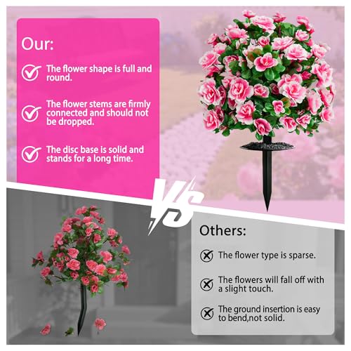 Artificial Flowers for Outdoors, Faux Outdoor Plants Fake Plants Topiary Balls Artificial Outdoor Set of 2 with Ground Spike for Home Front Porch Patio Garden Decor (Pink) - color: Pink