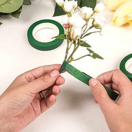 NESCCI Flower Tape,Floral Tape for Bouquets,12 Rolls of 1/2 "Wide Dark Green Flower Tape,Used for Wrapping Bouquet Stems and Flower Crafts,Wedding Bouquet (Dark Green, Size 264 Yards) - size: Floral Tapes 12 Rolls