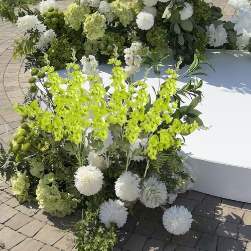 16Pcs Green Delphinium Artificial Flowers Larkspur 33.5'' Long Stem Fake Silk Green Flowers for Tall Vases for Home Wedding Party Table Centerpiece Floral Arrangement (Light Green) - color: Light Green