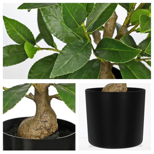 Briful Fake Plants 19.6'' Tall Artificial Plants Indoor Decor, Faux Bay Laurel Plants in Black Pot, Floor Plant Houseplant for Home Farmhouse Outdoor Patio Porch Decorations - color: 19.6'' Tall-green
