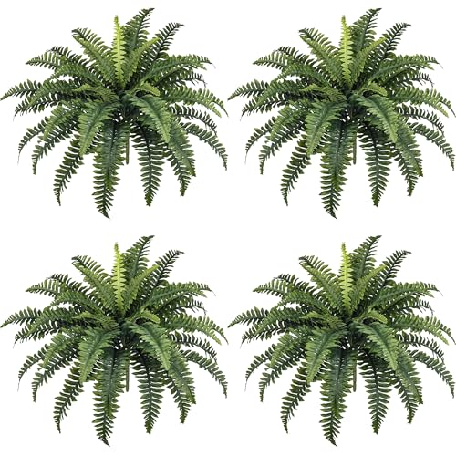 FOREST PRINCE 35" Fake Ferns, 4 Large Artificial Bonston Ferns Bushes Plants with 39 Fronds for Outdoors Garden Patio Porch Entrance Low Maintain Home Decor - color: 35" 4 Pcs