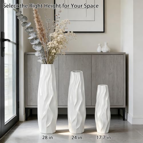 Large Floor Ceramic Vase 24 Inches Tall,White Modern Flower Tall Vases for Office, Home,Farmhouse,Living Room Décor,Simple Origami Design Fall Decorative Porcelain Flower Arrangement Vase Ideal Gift - color: Shape 2, size: 24 inch