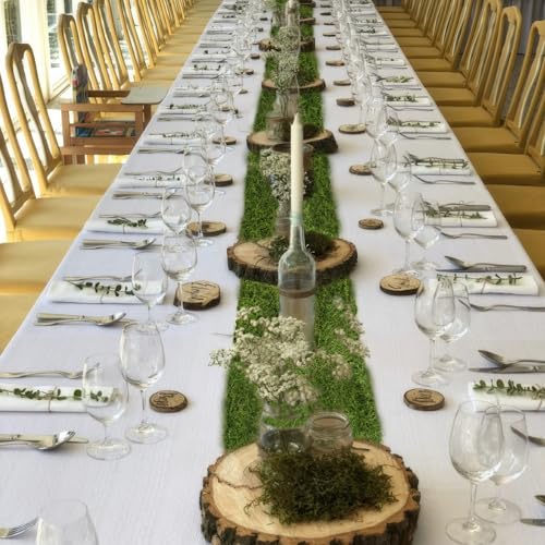 2 Pcs Fake Moss Table Runner Rolls for Decoration 4" x 47" Artificial Moss for Plants Indoor Green Faux Grass for Planters Crafts DIY Table Centerpieces Fairy Garden Floral Wedding 10 x 120cm - color: 2 Pcs Green, 4 X 47 Inch/10x120cm