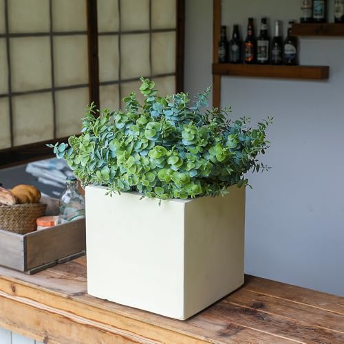 Artificial Fall Eucalyptus Plant – 8PCS Outdoor Fake Greenery, UV Resistant Fake Plants for Porch, Patio, Thanksgiving or Autumn Home Decor - Dusty Green Leaves - color: Dusty Green Leaves