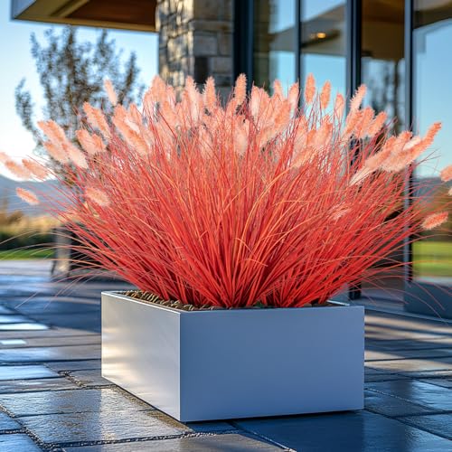 Ttranewsoo Fake Grass Fall Flowers Artificial Shrubs Artificial Grass Wheatgrass Cattails Fake Grass Decorations Artificial Plants Ornamental Grass Outdoor Grass Green Leafy Decorations (12PCS)Orange - color: Orange12