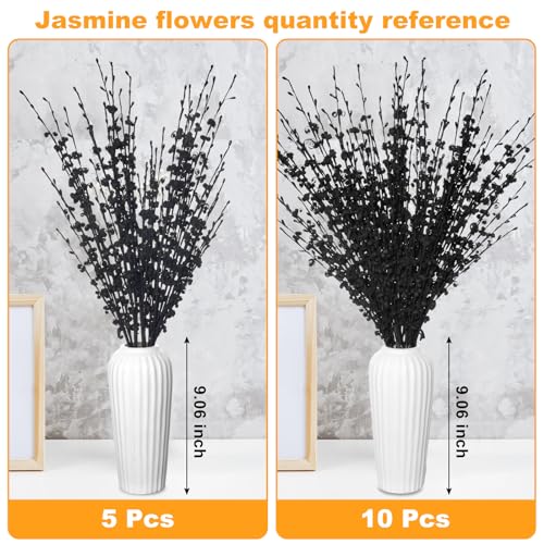 Wootkey 5pcs 29.5" Faux Jasmine Artificial Flowers Tall Black Floral Branches Stem for Home Wedding Vase Filler Anniversary Party DIY Decoration Flowers - color: Black, size: 5pcs-29.5''