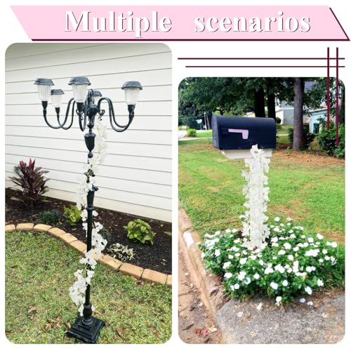 2 Pcs Artificial Bougainvillea Flowers Garland Fake Silk Bougainvilleas Vines Trailing White Faux Hanging Flowers Plants Bougainvillea Artificial for Porch Wedding Arch Spring Summer Decor - color: White