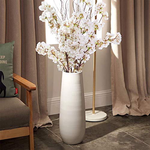 Sunm Boutique Silk Cherry Blossom Branches, Artificial Cherry Blossom Tree Stems Faux Cherry Flowers Vase Arrangements for Wedding Home Decor, Set of 3 - color: White, size: Pack of 3