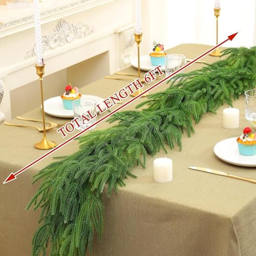 6ft Artificial Christmas Garland - Realistic Faux Pine Garland for Fireplace Mantel, Indoor Outdoor Holiday Decor, Xmas Party Decoration (1 Pack) - size: 6ft Artificial Christmas Garland