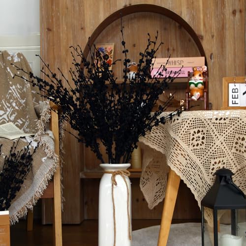 10Pcs Long Stem Flowers Jasmine Black Flowers Artificial, 29.5"/75cm Faux Jasmine Bouquet for Wedding Modern Gothic Home Party Fall Harvest Decoration - color: Black, size: 10 PCS