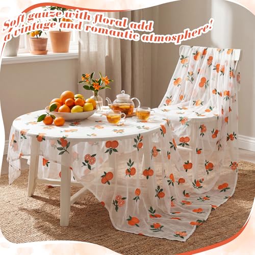 Mindsoft 3 Pcs Orange Cuties Table Runner, 10ft Tablecloth Little Cuties Baby Shower Decorations Gauze Embroidery Tulle Lace Runner Orange Fruit Decor for Table Wedding Birthday Bridal Baby Shower - style: Orange