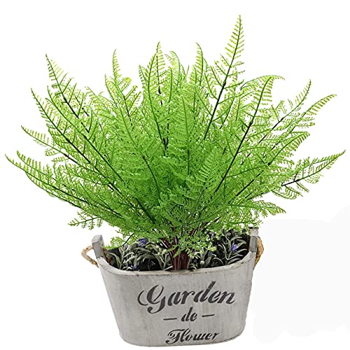Artificial Fern Leaves Plants, Plastic Shrubs Grass Fake Bushes 2pcs, Outdoor Indoor Greenery Home Garden Décor Verandah Planting Filler Table Centerpieces Arrangements DIY Decoration - color: Fern Grass/ 2 Pcs